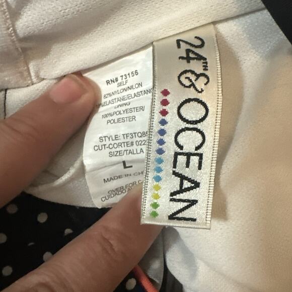 24th & Ocean Tankini Swim Top Only Swimsuit Women's Size Large Black & White - Picture 6 of 6